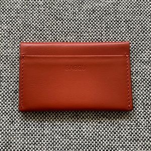 Baggu leather cardholder in brick red